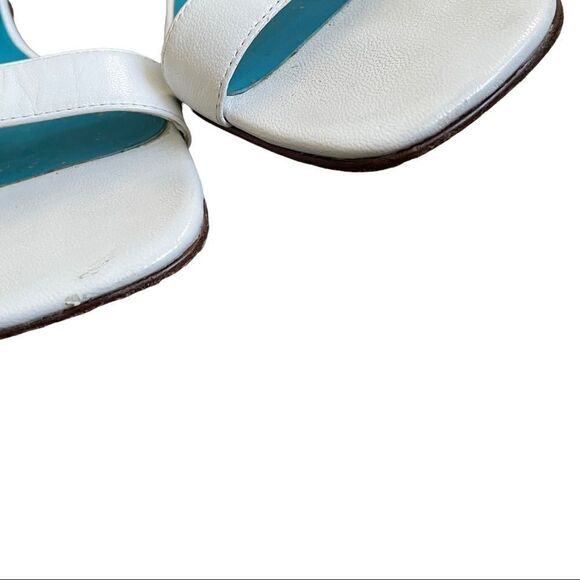 TOWN SHOES White Leather Square Toe Sandals Small Block Heel Ankle Straps 7 - Picture 6 of 10